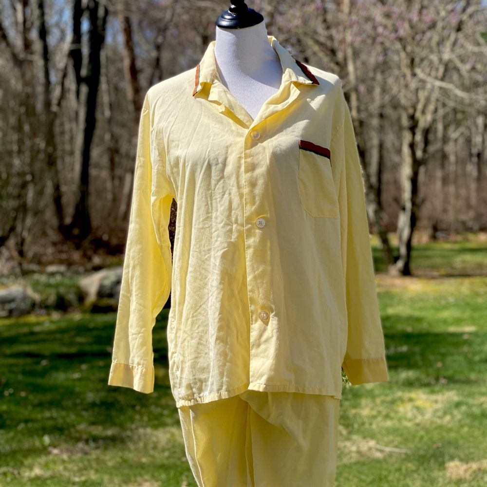 Vintage 1970s JCPenney Yellow Cotton Pajama Set Size M